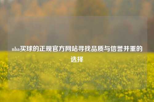 nba买球的正规官方网站寻找品质与信誉并重的选择